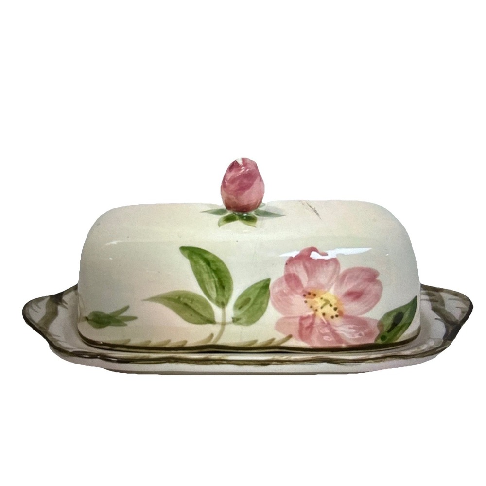 Vintage Desert Rose Pattern China Franciscan Butter Dish With Lid